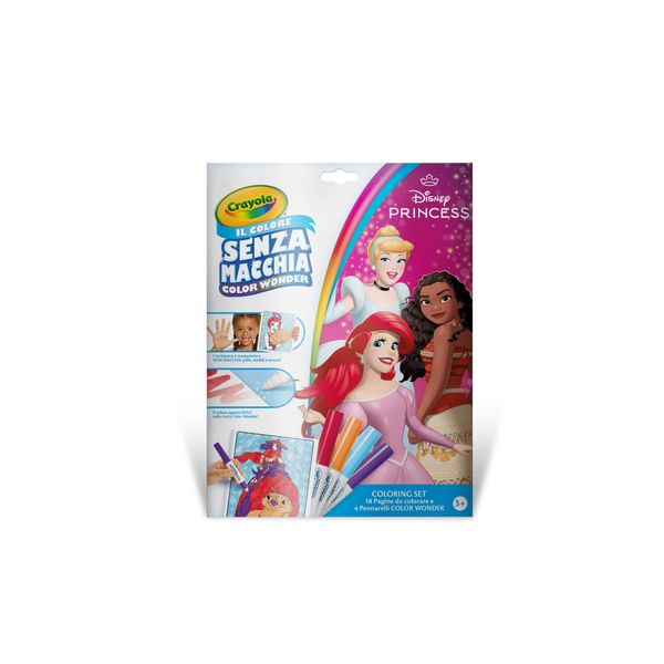 Crayola color wonder - coloring set princesse disney, 18 pagine da colorare e 4 pennarelli senza macchia - CRAYOLA, DISNEY PRINCESS, Disney