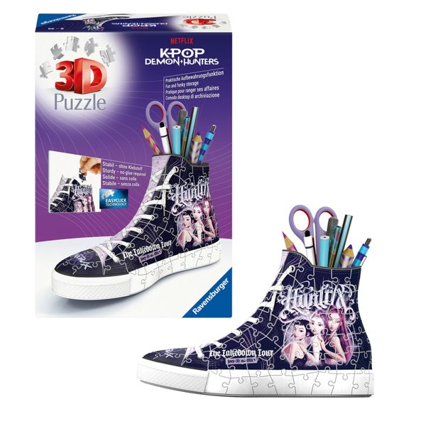 Ravensburger - portapenne sneaker puzzle 3d k-pop demon hunters, 108 pezzi, organizer da scrivania, 8 anni+ - NETLFIX, RAVENSBURGER, K-POP DEMON HUNTERS