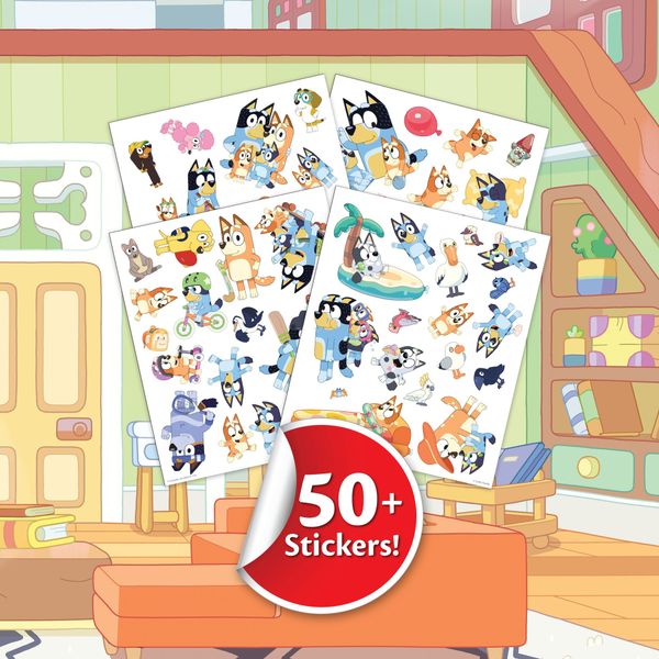 Crayola - album da colorare con sticker bluey, 32 pagine e 4 fogli di adesivi - BLUEY, CRAYOLA