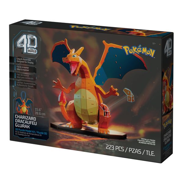 4d build, kit di modellismo 3d pokémon charizard, personaggio dei pokémon, decorazione per scrivania, 223 pezzi, dai 12 anni in su - POKEMON