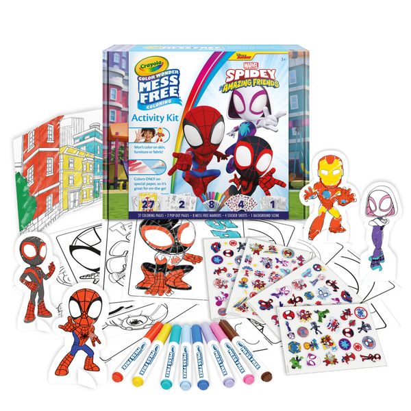 Crayola color wonder - set attività spidey, 40+ pezzi con pagine da colorare e pennarelli senza macchia - CRAYOLA, SPIDEY