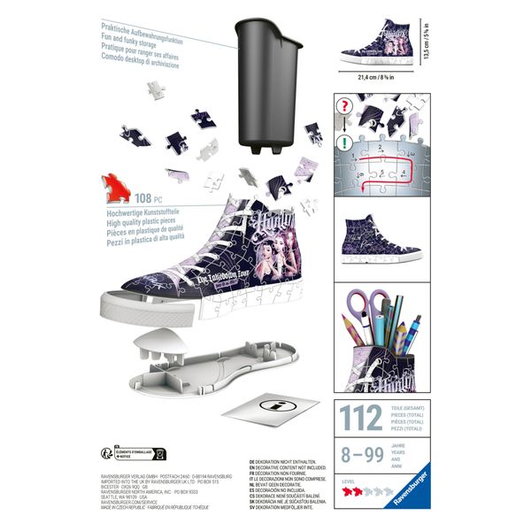 Ravensburger - portapenne sneaker puzzle 3d k-pop demon hunters, 108 pezzi, organizer da scrivania, 8 anni+ - NETLFIX, RAVENSBURGER, K-POP DEMON HUNTERS