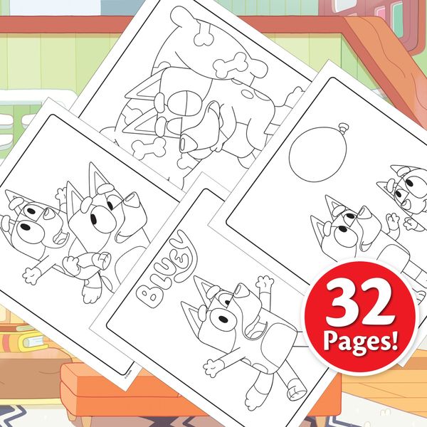 Crayola - album da colorare con sticker bluey, 32 pagine e 4 fogli di adesivi - BLUEY, CRAYOLA