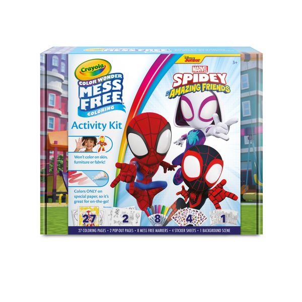 Crayola color wonder - set attività spidey, 40+ pezzi con pagine da colorare e pennarelli senza macchia - CRAYOLA, SPIDEY