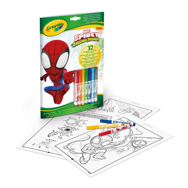 Crayola - album attività & coloring spidey, 32 pagine e 7 mini pennarelli lavabili - CRAYOLA