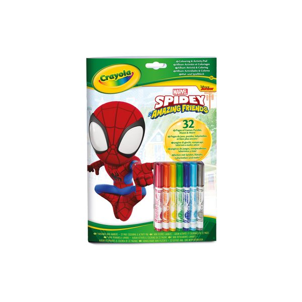 Crayola - album attività & coloring spidey, 32 pagine e 7 mini pennarelli lavabili - CRAYOLA