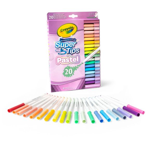 Crayola super tips - 20 pennarelli lavabili punta media colori pastello - CRAYOLA