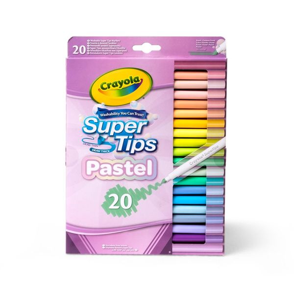 Crayola super tips - 20 pennarelli lavabili punta media colori pastello - CRAYOLA