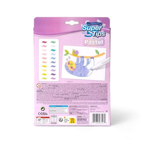 Crayola super tips - 20 pennarelli lavabili punta media colori pastello - CRAYOLA