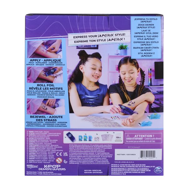 Cool maker, tatuaggi laminati scintillanti kpop demon hunters huntr/x con rullo e 3 lamine, abbina e crea oltre 70 tatuaggi temporanei , 7+ - COOL MAKER