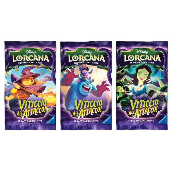 Ravensburger - disney lorcana tcg: viticcio all’attacco!, busta booster 12 carte, 8+ - Lorcana