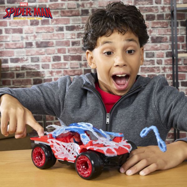 Hasbro marvel studios spider-man: brand new day, actionverse, stretch & blast buggy, action figure 11,4 cm + veicolo, 4 anni+ - Spiderman
