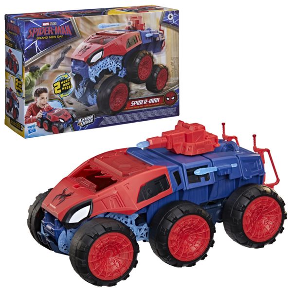 Hasbro marvel, spider-man: brand new day, veicolo deluxe 2 in 1, dai 4 anni in su - Spiderman