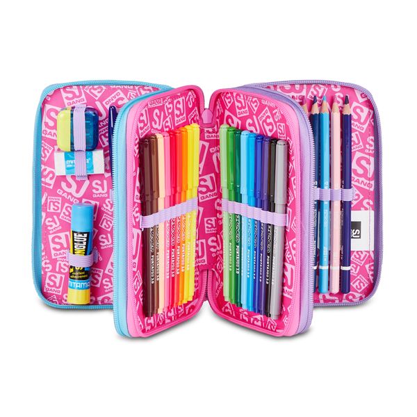 Astuccio 3 zip - led unicorn girl - SEVEN