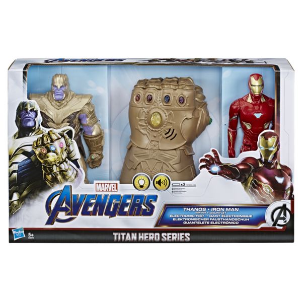 Marvel avengers titan hero series multipack, guanto dell'infinito con 2 action figure. - Avengers