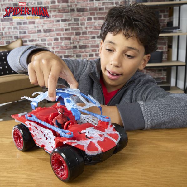 Hasbro marvel studios spider-man: brand new day, actionverse, stretch & blast buggy, action figure 11,4 cm + veicolo, 4 anni+ - Spiderman
