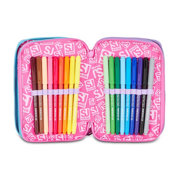Astuccio 3 zip - led unicorn girl - SEVEN