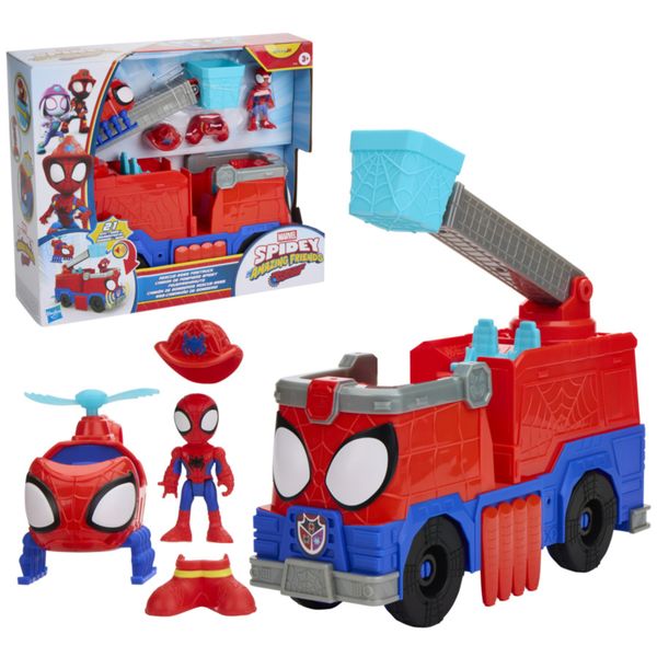 Hasbro marvel, spidey e i suoi fantastici amici, camion dei pompieri rescue-webs, action figure e veicolo - SPIDEY