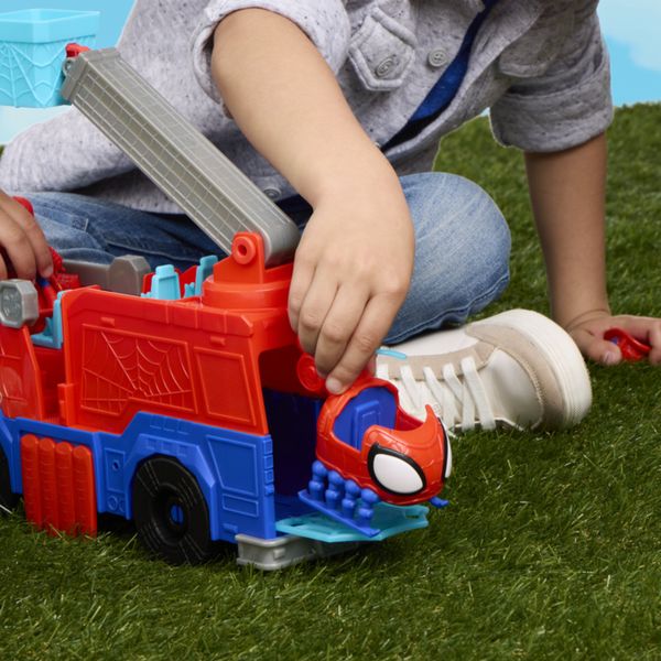 Hasbro marvel, spidey e i suoi fantastici amici, camion dei pompieri rescue-webs, action figure e veicolo - SPIDEY