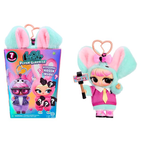 L.o.l. surprise! plush surprise – peluche da collezione con portachiavi e 7 sorprese - assortito - LOL