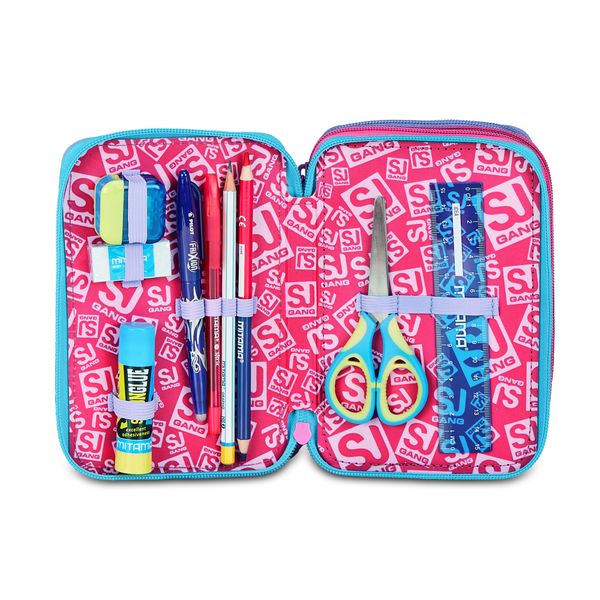 Astuccio 3 zip - led unicorn girl - SEVEN
