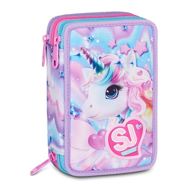Astuccio 3 zip - led unicorn girl - SEVEN