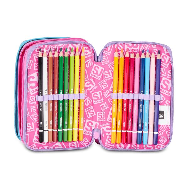 Astuccio 3 zip - led unicorn girl - SEVEN