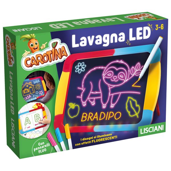 Lavagna led carotina: impara e gioca con disegni e parole - LISCIANI