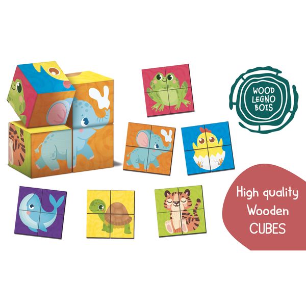 Montessori baby legno cubes and puzzle 2 in 1 - LISCIANI