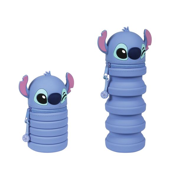 Astuccio allungabile a forma di stitch in silicone - azzurro - Disney Stitch