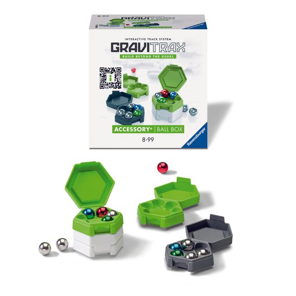 Ravensburger - gravitrax accessory ball box, accessorio 17 pezzi con 12 biglie, 8+ - GRAVITRAX