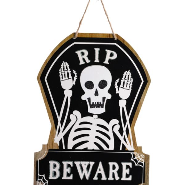 Decorazione d'appendere r.i.p. in mdf h.cm.35 ca. con cartellino/etichetta - CARNIVAL TOYS