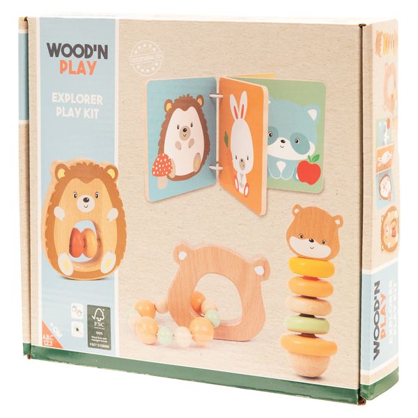 Set bebè 4 attività wood 'n' play - gioco educativo in legno naturale per sviluppo sensoriale - WOOD 'N' PLAY