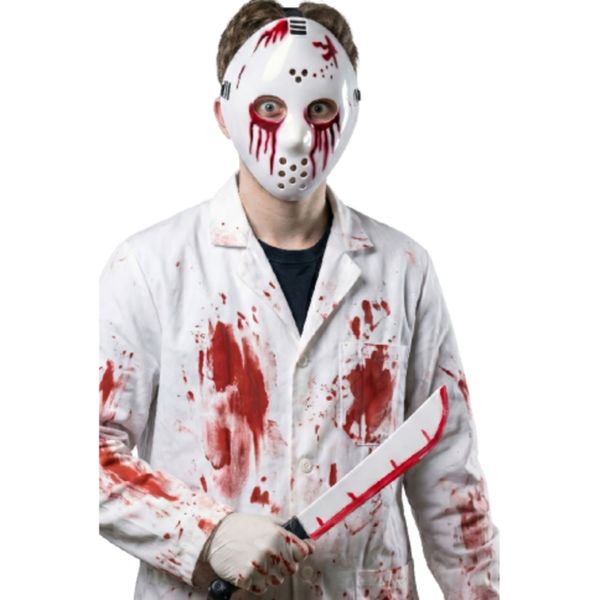 Set maschera e coltellaccio insanguinati in plastica l.cm.45 ca. su cartoncino - CARNIVAL TOYS
