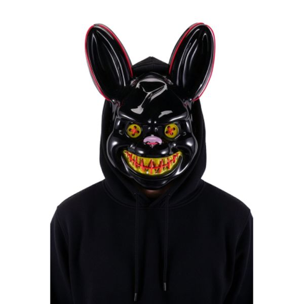 Maschera coniglio horror in plastica con decorazioni luminose (batterie escluse) in busta c/cav. - CARNIVAL TOYS