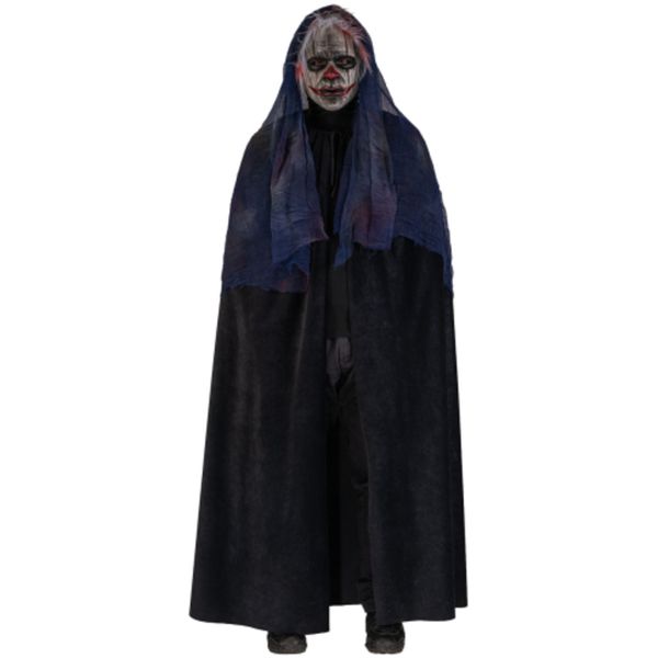 Maschera clown con cappuccio in plastica pitturata a mano con cartellino/etichetta - CARNIVAL TOYS