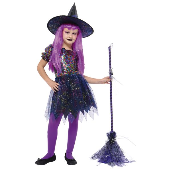 Rubies - costume da strega brilli brilli per ragazze, vestito e calze, ufficiale rubies per halloween, carnevale, compleanno e feste - RUBIE'S