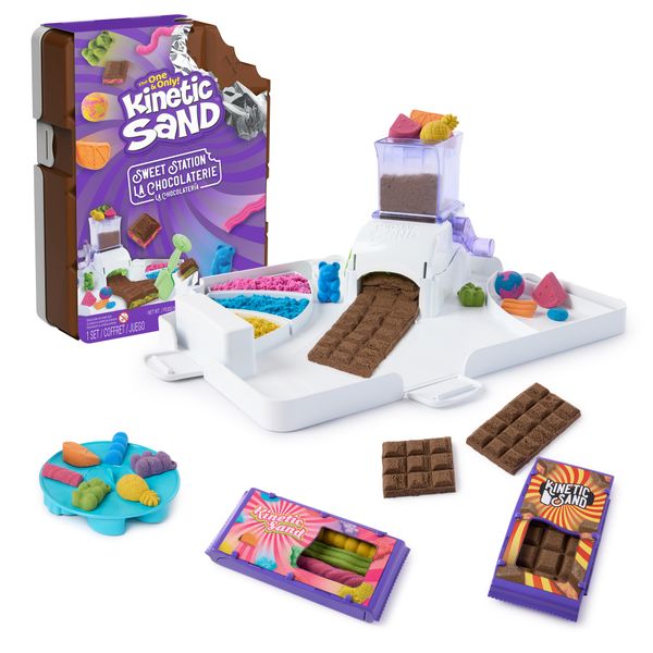 Kinetic sand, laboratorio dei dolci con 453 g di sabbia modellabile, custodia a forma di snack in barretta e 8 attrezzi e formine, 5+ anni - KINETIC SAND