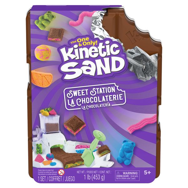 Kinetic sand, laboratorio dei dolci con 453 g di sabbia modellabile, custodia a forma di snack in barretta e 8 attrezzi e formine, 5+ anni - KINETIC SAND