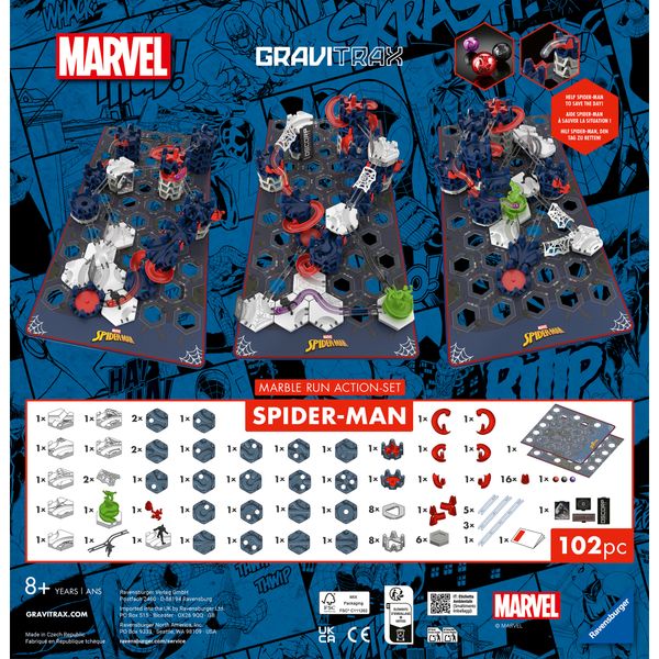 Ravensburger - gravitrax marvel spider-man action set m, circuito biglie 102 pezzi, 8+ - GRAVITRAX, MARVEL