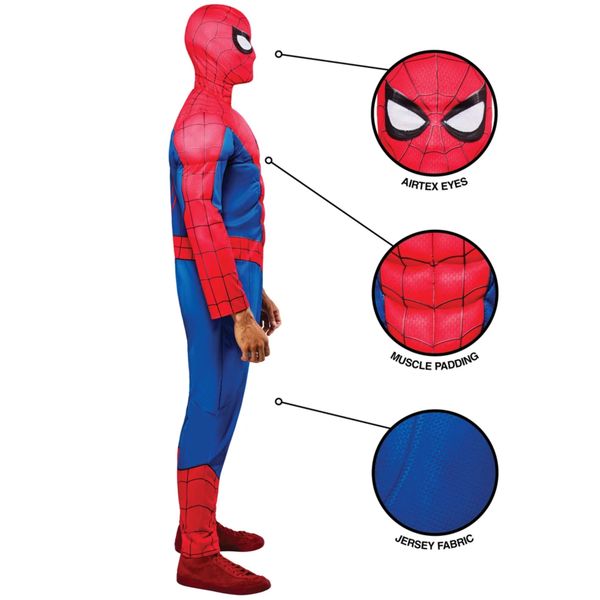 Rubies costume ufficiale da spider-man delux, per adulti - Spiderman