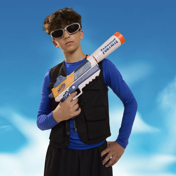 Nerf fortnite, blaster sp-meowscles, caricatore, canna, 6 dardi nerf elite in gommapiuma - NERF