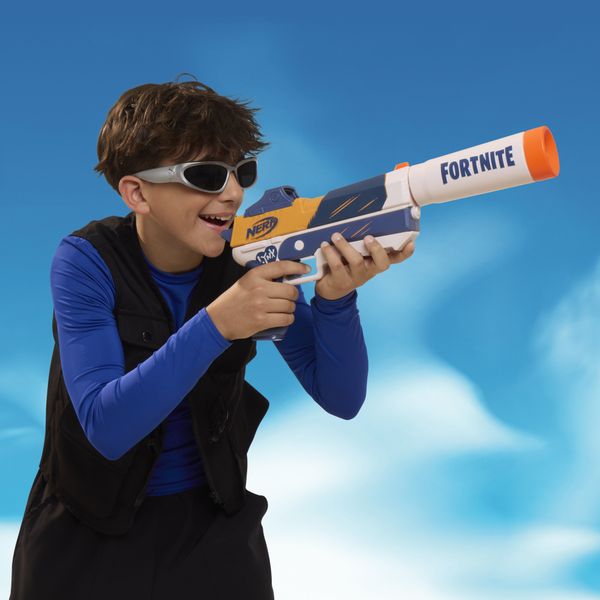 Nerf fortnite, blaster sp-meowscles, caricatore, canna, 6 dardi nerf elite in gommapiuma - NERF