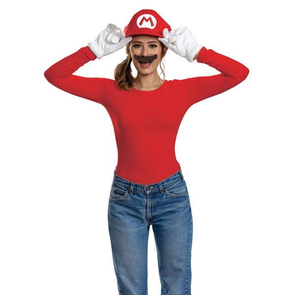 Kit di accessori di super mario adulto – include cappello, guanti e baffi, set completo per travestimento super mario - SUPER MARIO BROTHERS