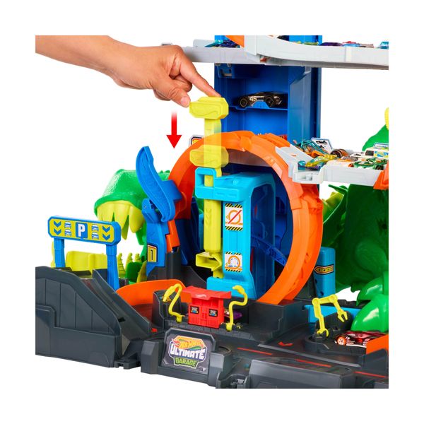 Hot wheels city, pista e playset mega garage del t-rex - Hot Wheels