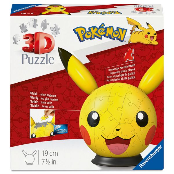 Ravensburger puzzle 3d pokémon: pikachu con orecchie, 73 pezzi, 6+ - RAVENSBURGER, RAVENSBURGER 3D PUZZLE