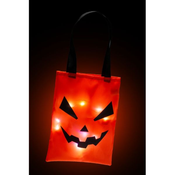 Borsina zucca h.cm.27x20 ca.con luci in tessuto plastificato con cartellino/etichetta (batterie incluse) - CARNIVAL TOYS