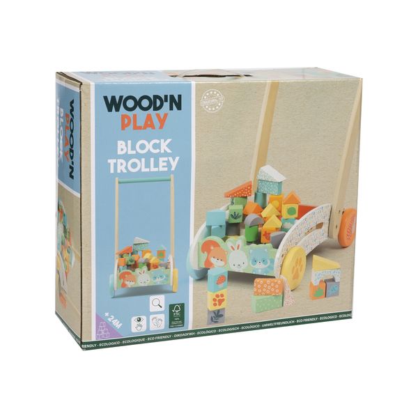 Carrellino primi passi con costruzioni in legno - wood "n" play - WOOD 'N' PLAY