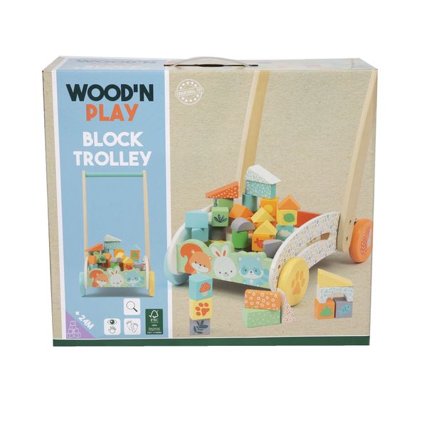Carrellino primi passi con costruzioni in legno - wood "n" play - WOOD 'N' PLAY