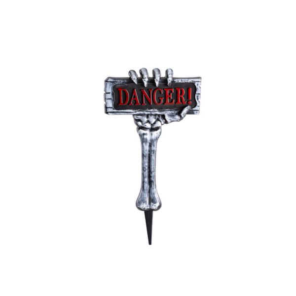 Cartello decorativo halloween "danger" h.cm.53x28 ca. con picchetto in plastica con cartellino/etichetta - CARNIVAL TOYS